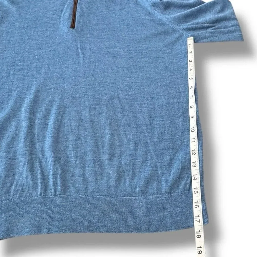 UNTUCKit Sweater Blue Merino Wool Quarter Zip Mock Neck Belguardo Men’s Size XXL